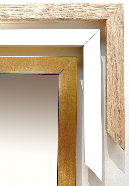Frames colour. Oak natural, White and Gold