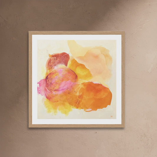 Happy Grape, colorful abstract wall art print on paper in a classic frame. Ingeborg Andersson Art