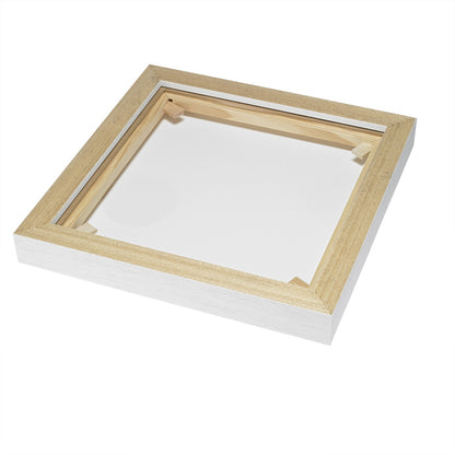 The back of a floating frame - ready to hang.