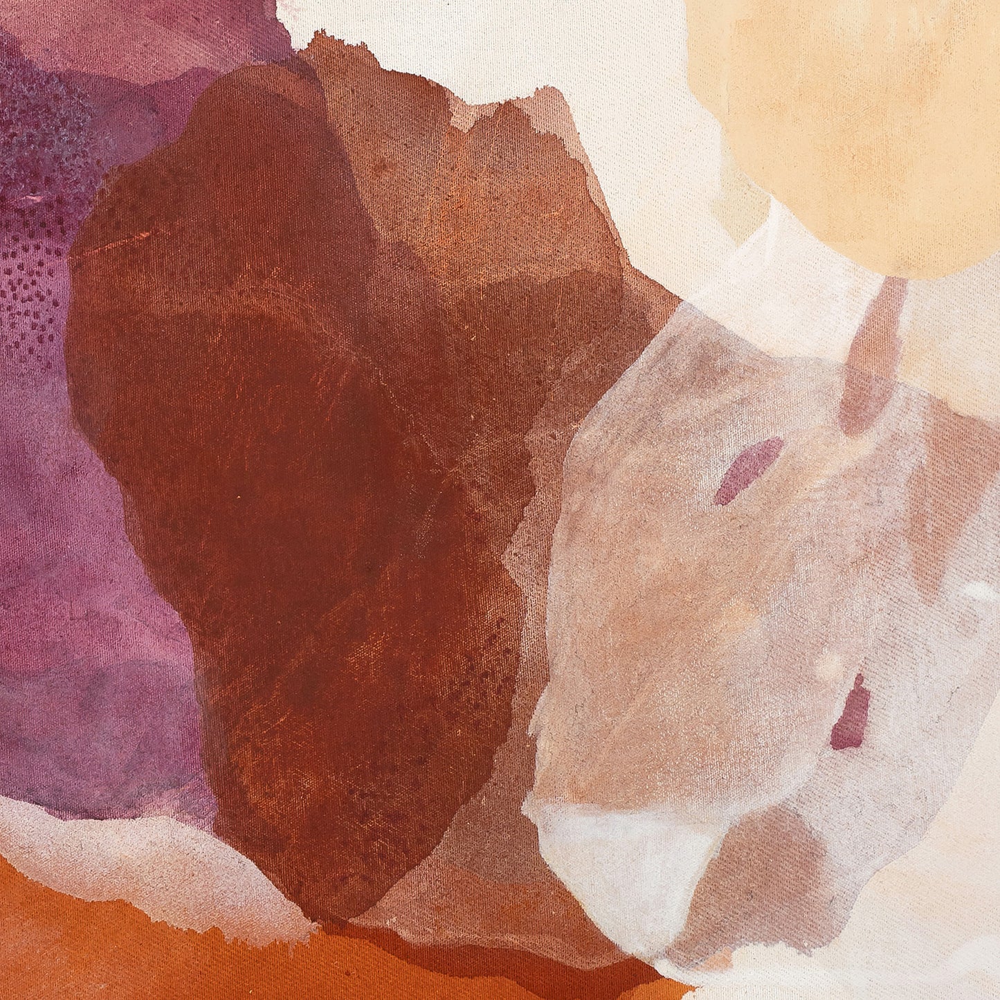 Caramel, soulful abstract art print on canvas, details. Ingeborg Andersson Art