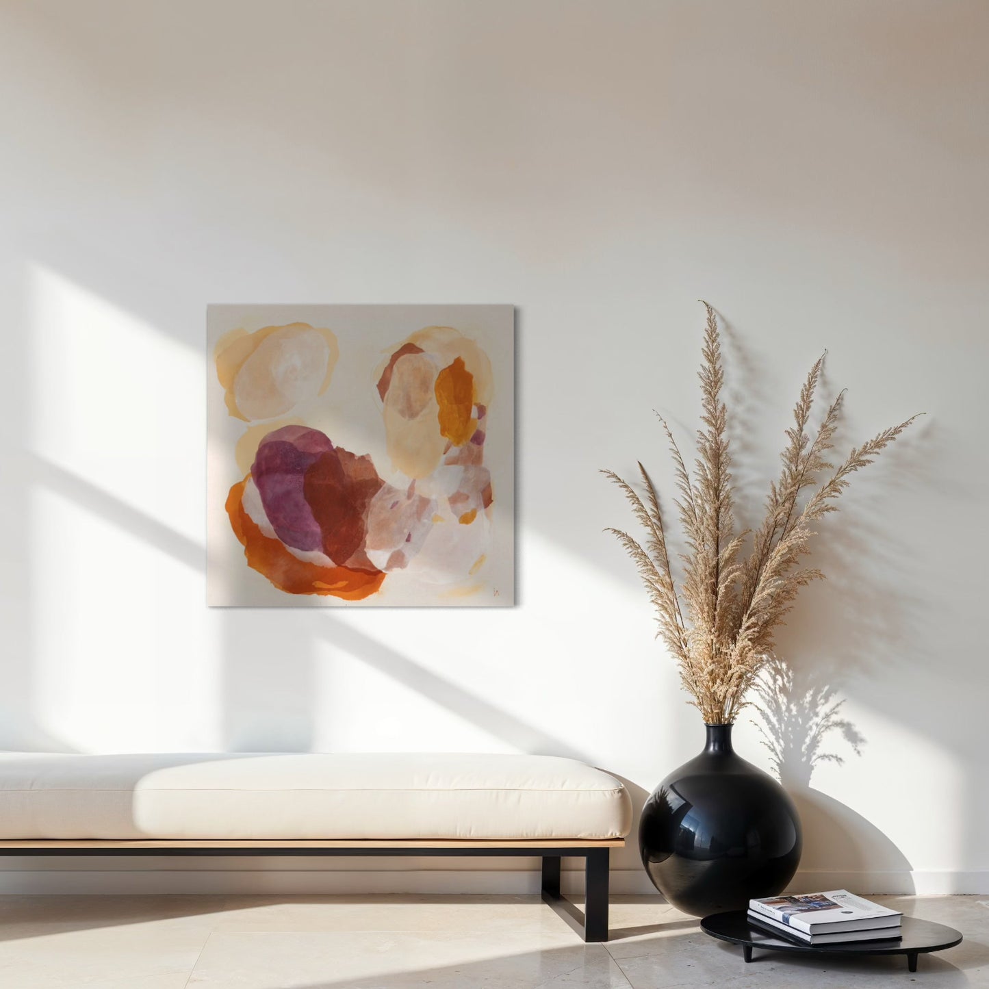 Caramel, soulful abstract art print on canvas, unframed. Ingeborg Andersson Art