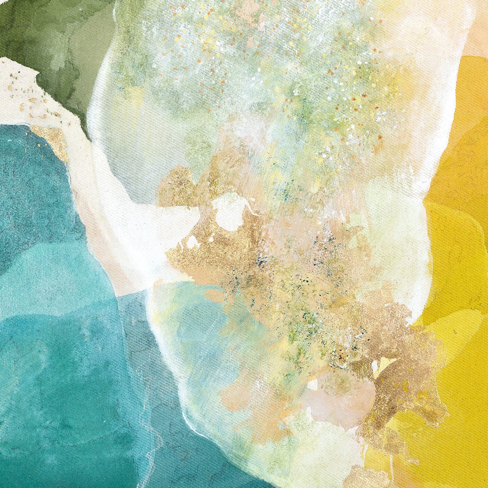 Cosmic Gold, bold abstract art print on canvas, details.  Ingeborg Andersson Art