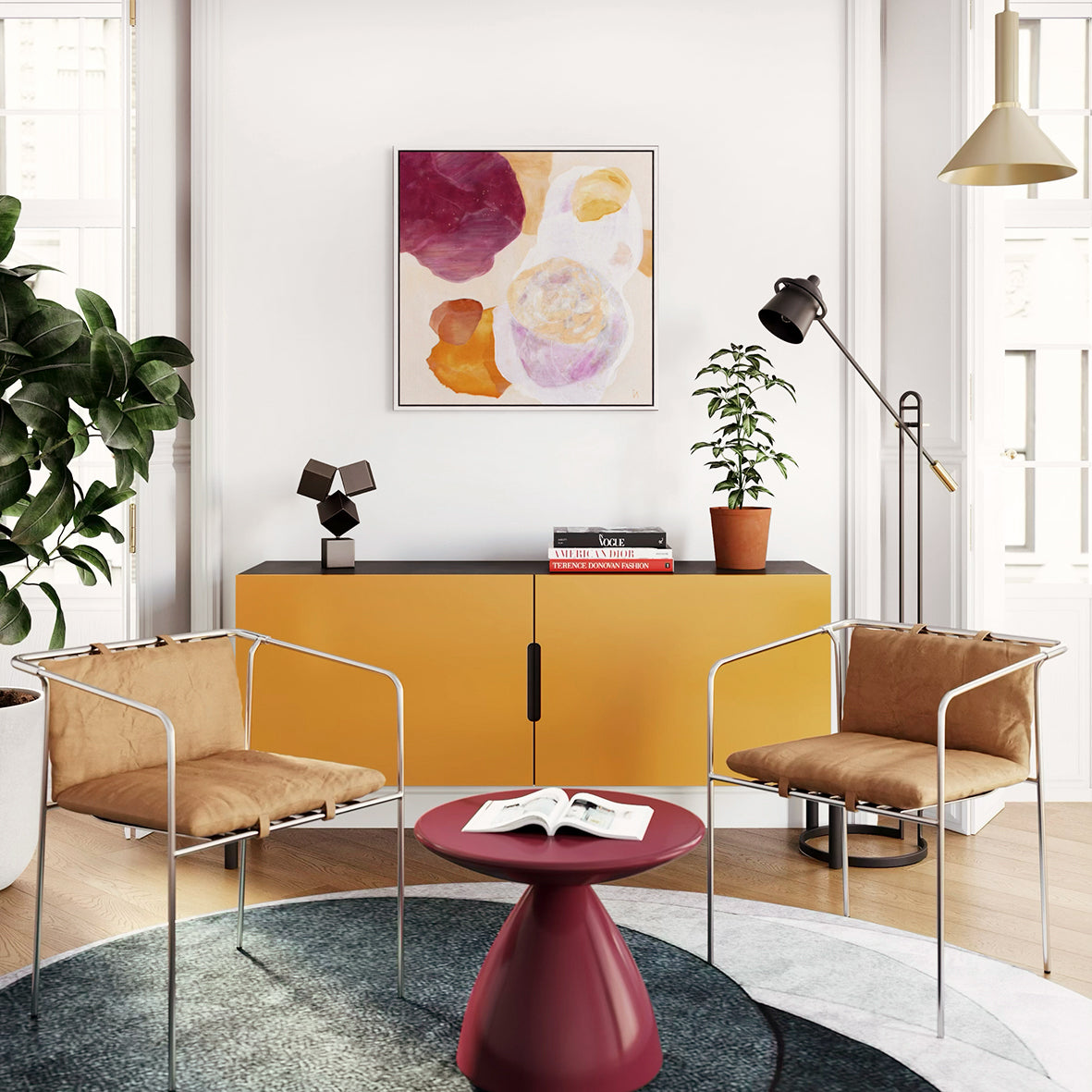 Cosmo, serene abstract wall art print in a modern living room. Ingeborg Andersson Art