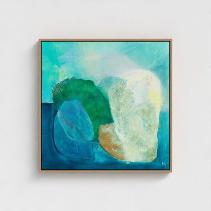 Gems, abstract coastal wall art print on canvas, framed,close up.   Ingeborg Andersson Art
