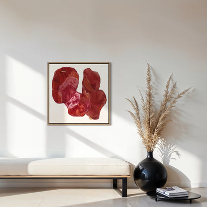 Golden Feather, a statement abstract art print on canvas, framed. Ingeborg Andersson 