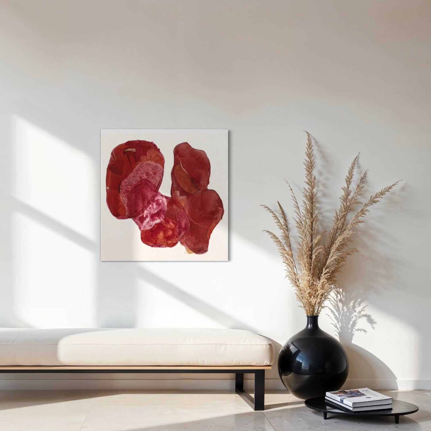 Golden Feather, a statement abstract art print unframed. Ingeborg Andersson 