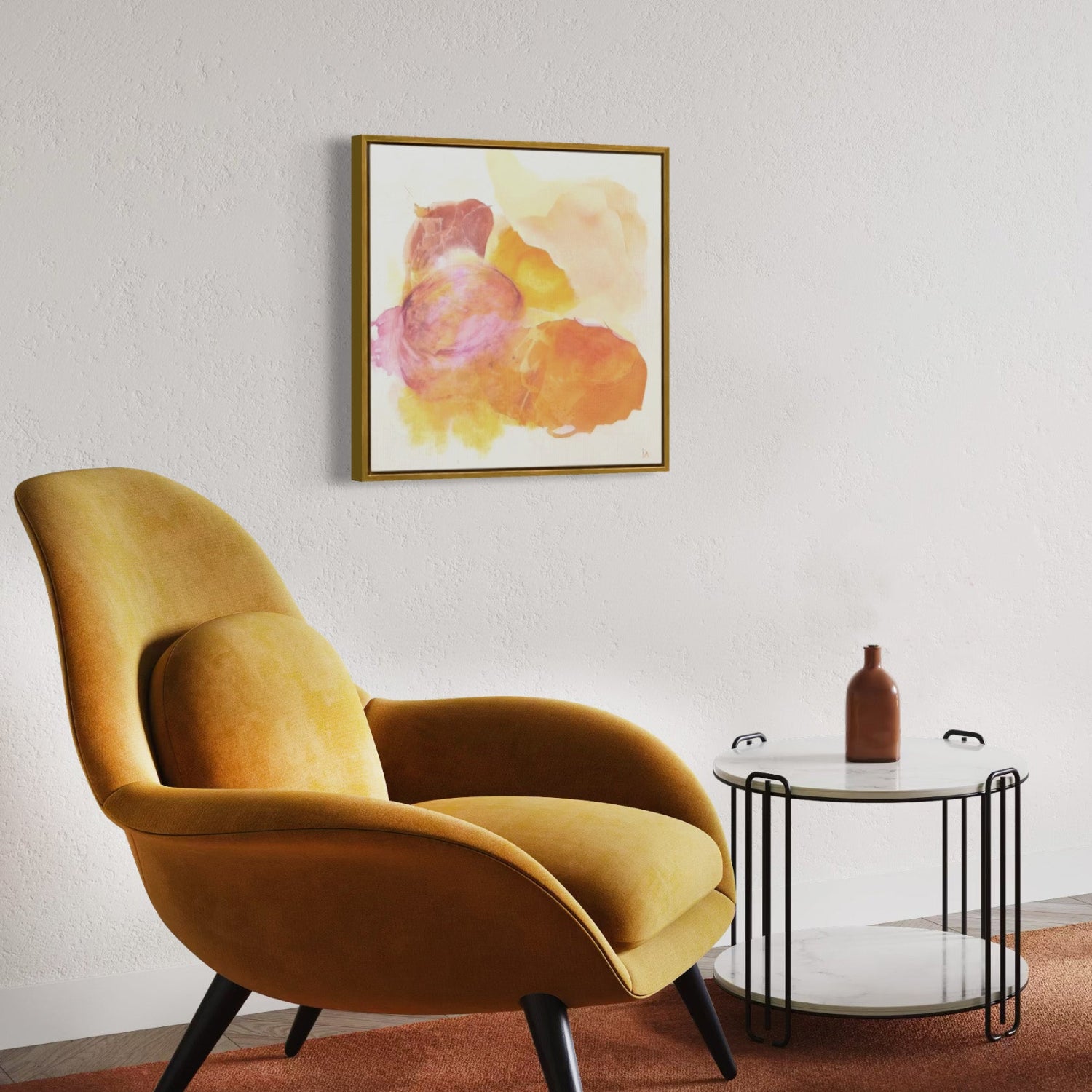 Happy Grape, a colorful abstract wall art print in a modern living room. Ingeborg Andersson Art