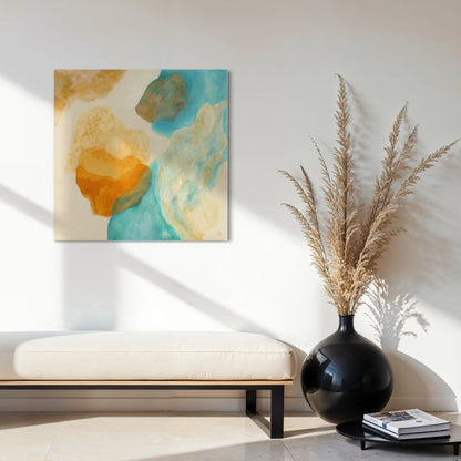 Magic Bird, nature inspired abstract art print on canvas no frame on white wall. Ingeborg Andersson Art 