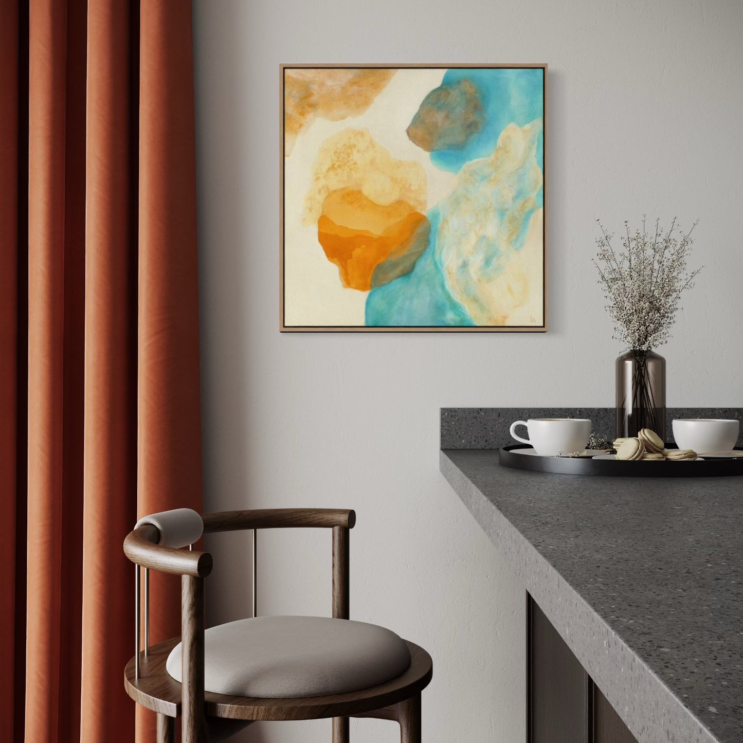 Magic Bird, nature inspired abstract art print on canvas, kithchen. Ingeborg Andersson Art 