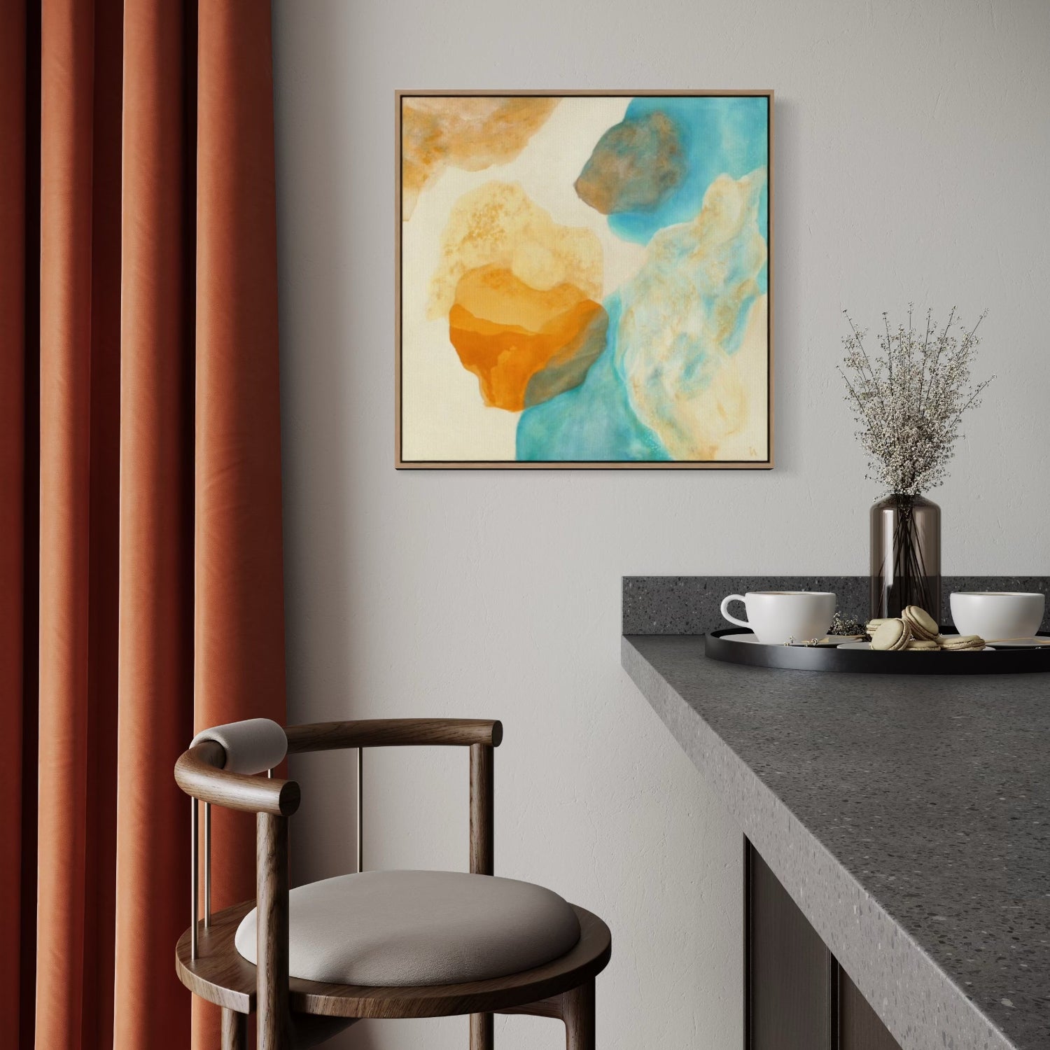 Magic Bird, nature inspired abstract art print on canvas, kithchen. Ingeborg Andersson Art 