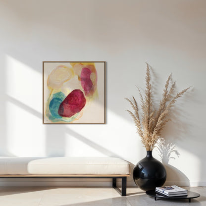 Minerals, earthy abstract art print on canvas framed in natural finish. 
Ingeborg Andersson Art