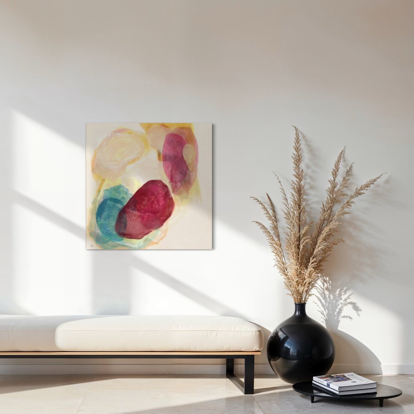 Minerals, earthy abstract art print on stretched canvas.  Ingeborg Andersson Art