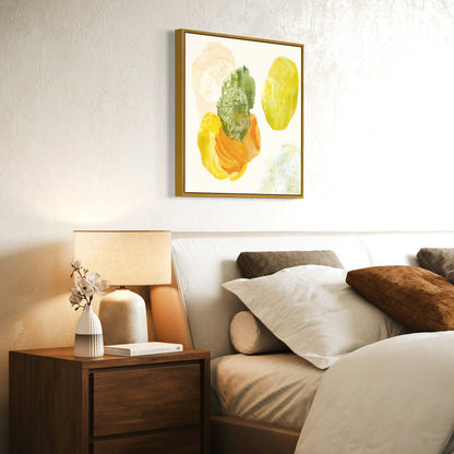 Spring, joyful abstract art, framed in a bedroom. Ingeborg Andersson Art