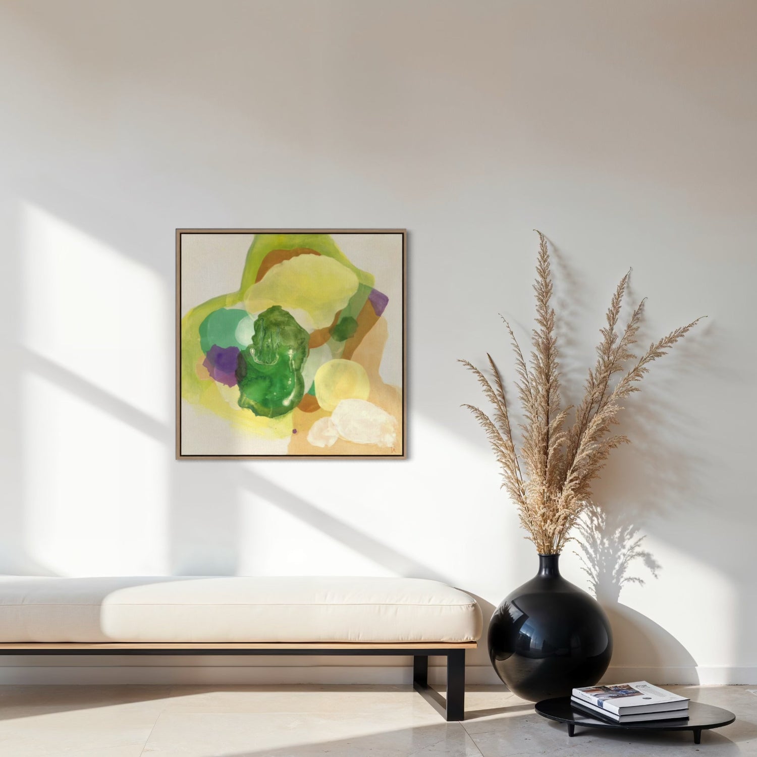 The Frog, organic abstract art print in natural floating frame. Ingeborg Andersson Art