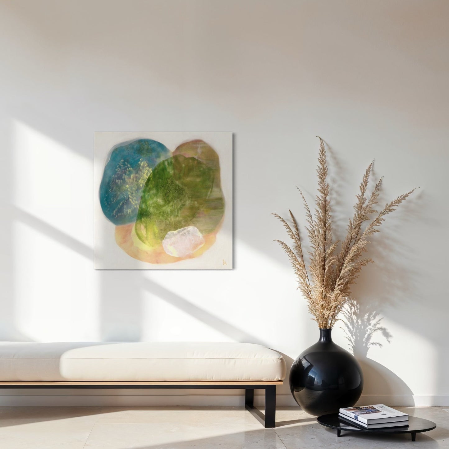 Whisperings, a calming abstract wall art print on stretched canvas. Ingeborg Andersson Art