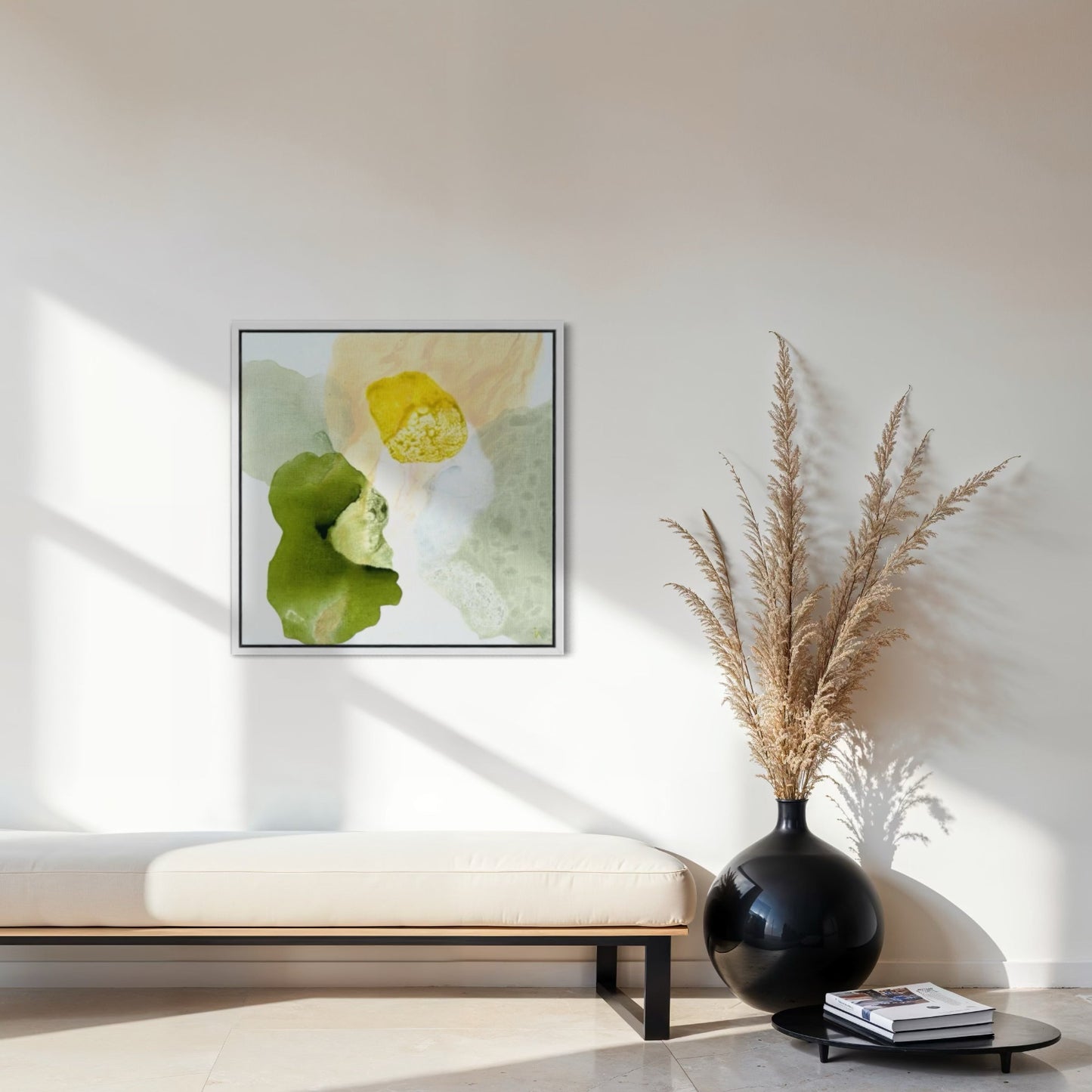 Yellow Diamond, modern abstract wall decor print, framed. Ingeborg Andersson Art