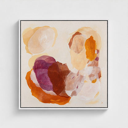 Caramel, soulful abstract art print on canvas with floating frame. Ingeborg Andersson Art
