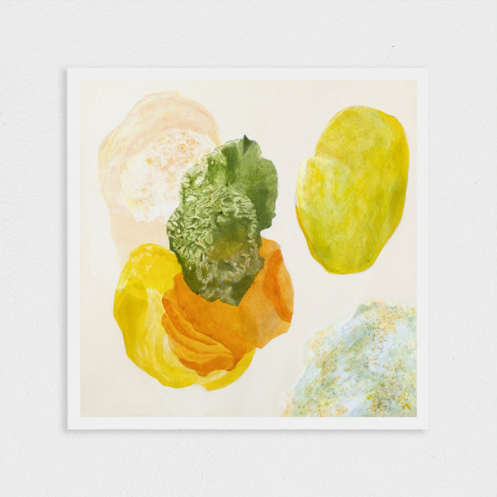 Close-up of a mini art print showing the fine art paper and 0.5 cm white border.