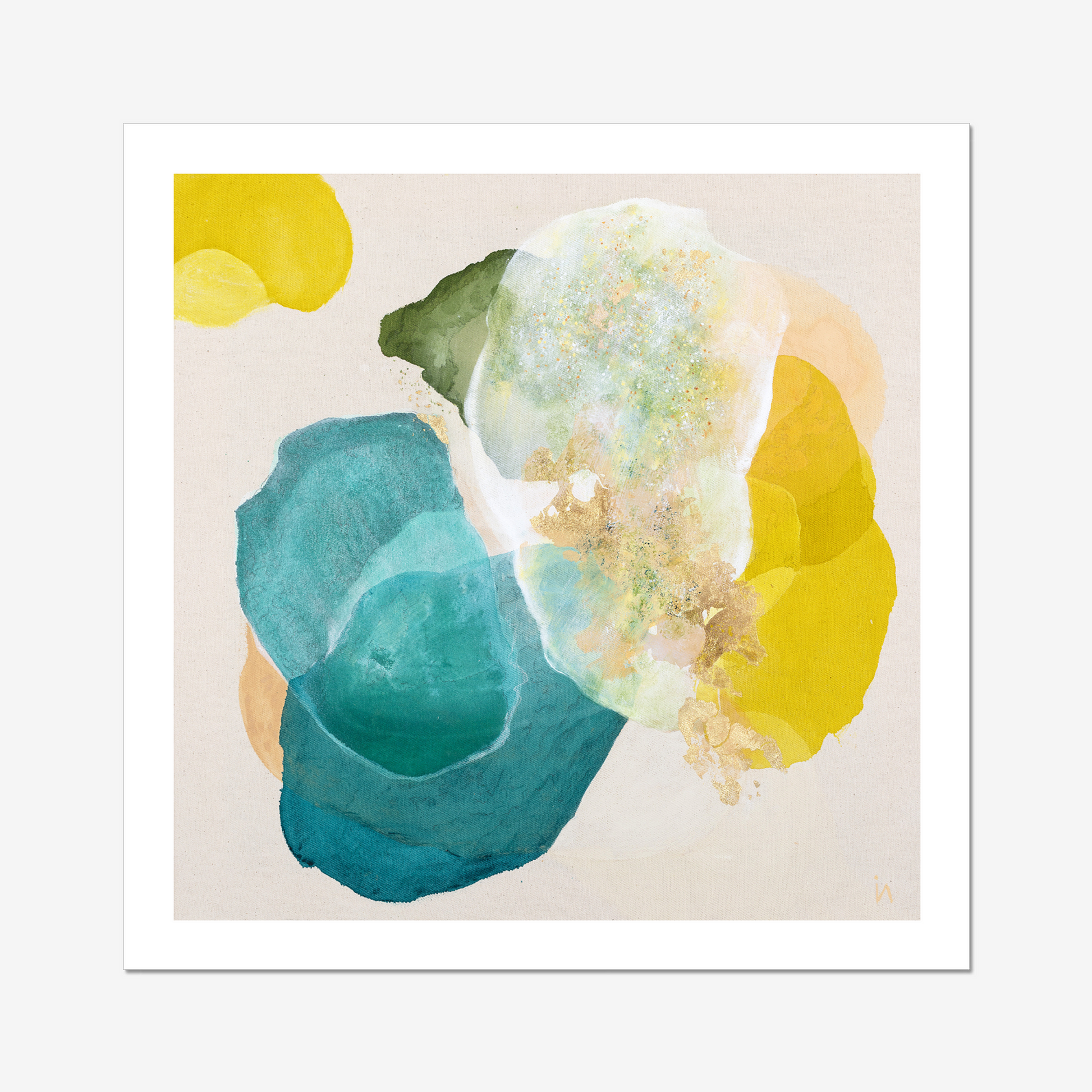 Bold abstract art print for living room on paper. Unframed, close up. Ingeborg Andersson Art