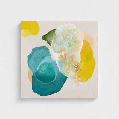 Cosmic Gold, bold abstract art print on canvas, unframed, close-up. Ingeborg Andersson Art