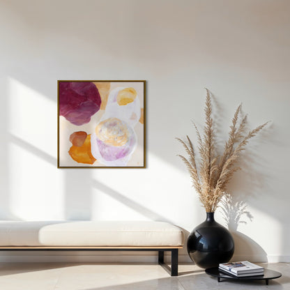 Cosmo, serene abstract wall art print in gold frame. Ingeborg Andersson Art