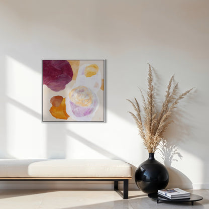 Cosmo, serene abstract wall art print in white frame. Ingeborg Andersson Art