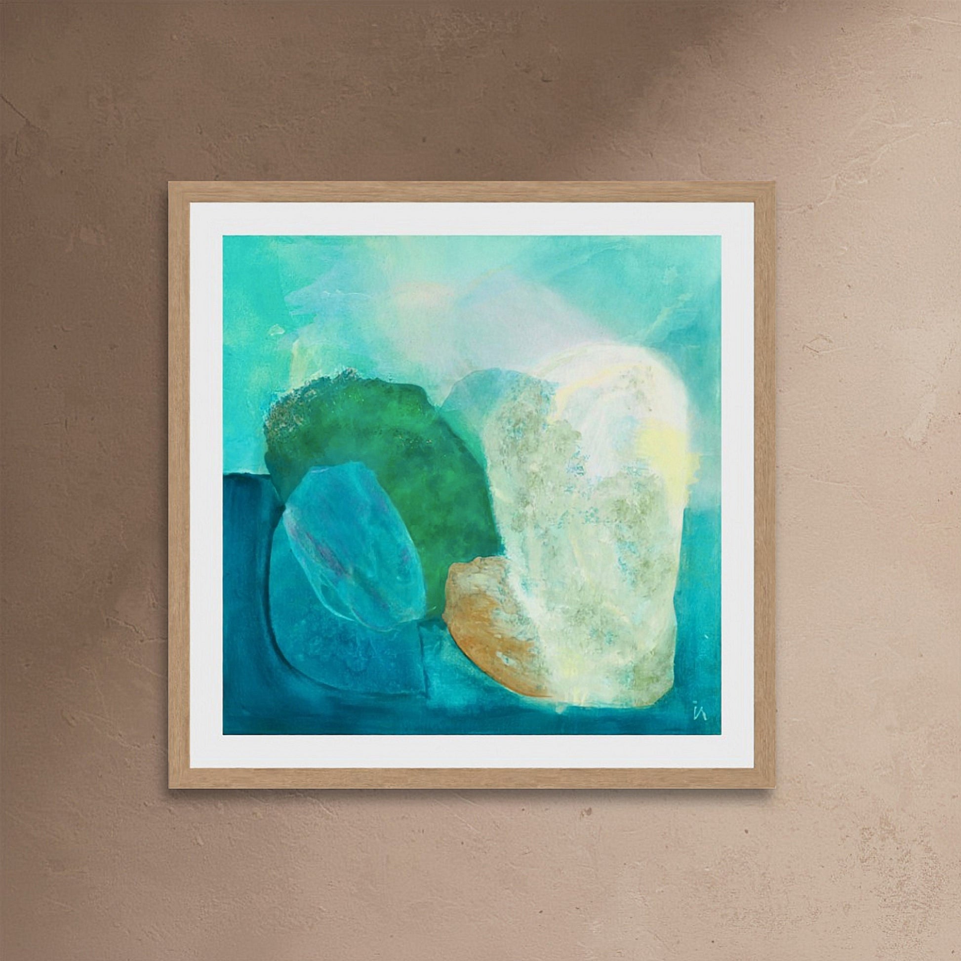 Gems, abstract coastal wall art print in classic frame by Ingeborg Andersson