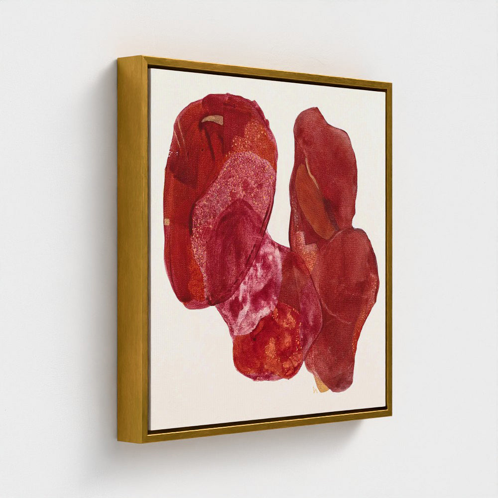 Golden Feather, a statement abstract art print on canvas, from the side. Ingeborg Andersson 