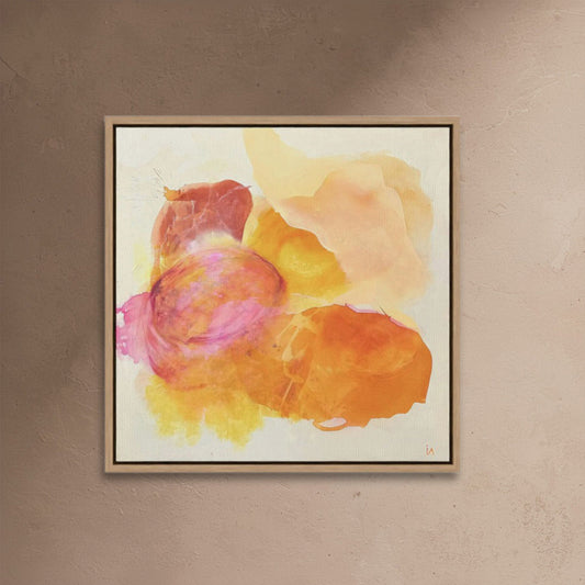 Happy Grape, a colorful abstract wall art print in natural frame.  Ingeborg Andersson Art