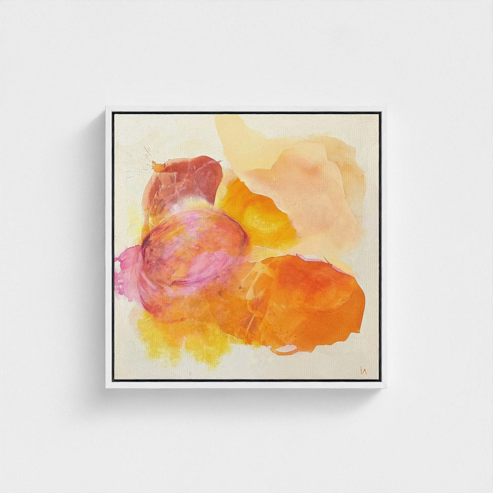 Happy Grape, a colorful abstract wall art print in a floating frame.  Ingeborg Andersson Art