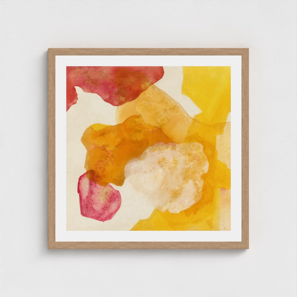 Landscape, abstract nature wall art print on paper, framed in natural finish. Close up. Ingeborg Andersson Art