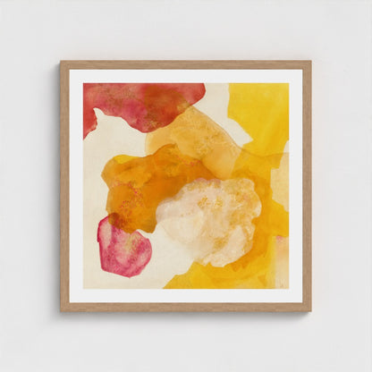 Landscape, abstract nature wall art print on paper, framed in natural finish. Close up. Ingeborg Andersson Art