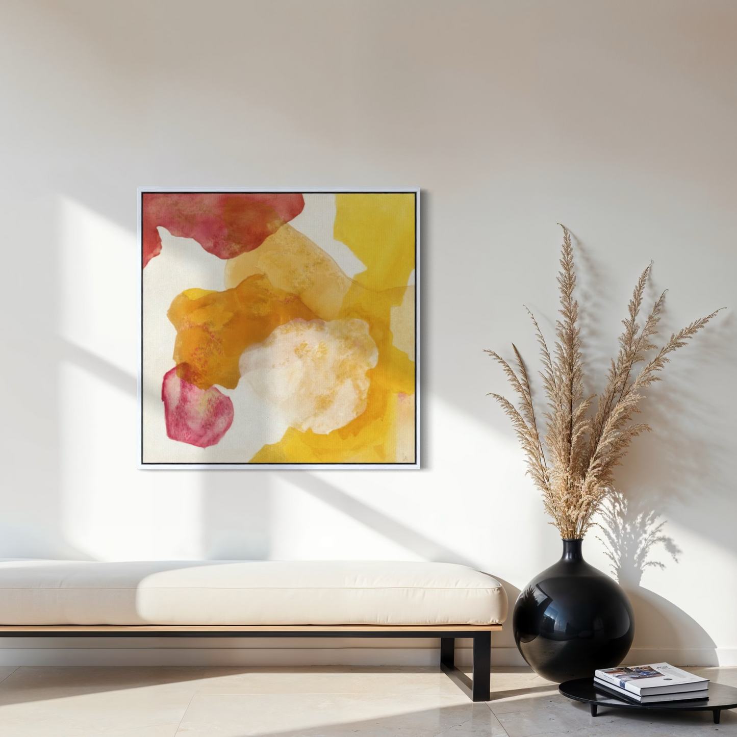 Landscape, abstract nature wall art print white frame. Ingeborg Andersson Art