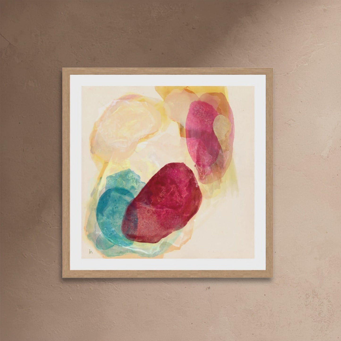 Minerals, earthy abstract art print on paper in a classic frame by Ingeborg Andersson