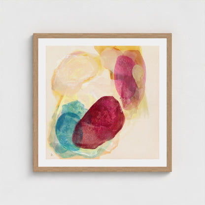 Minerals, earthy abstract art print on paper in a classic frame, natural finish. Ingeborg Andersson Art