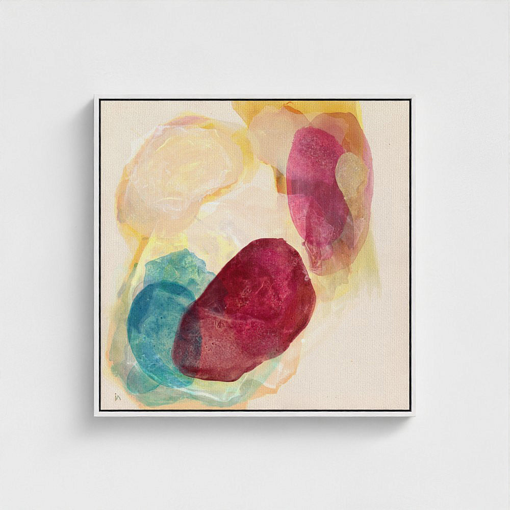 Minerals, earthy abstract art print on canvas in white frame.  Ingeborg Andersson Art