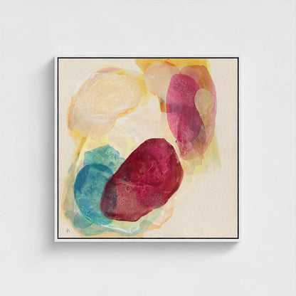 Minerals, earthy abstract art print on canvas in white frame.  Ingeborg Andersson Art