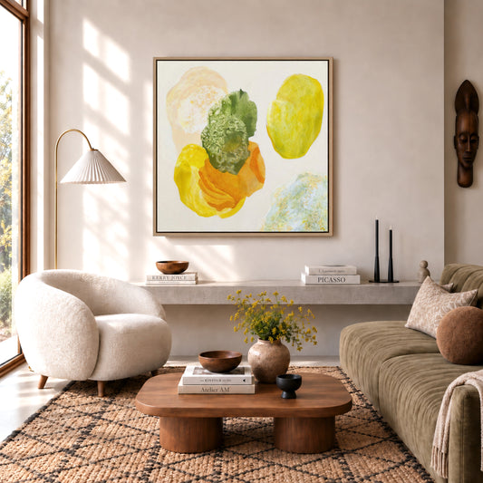 Spring, joyful abstract art print in a modern living room, Ingeborg Andersson Art