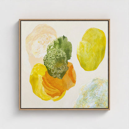 Spring, joyful abstract art print in a natural frame.  Ingeborg Andersson Art