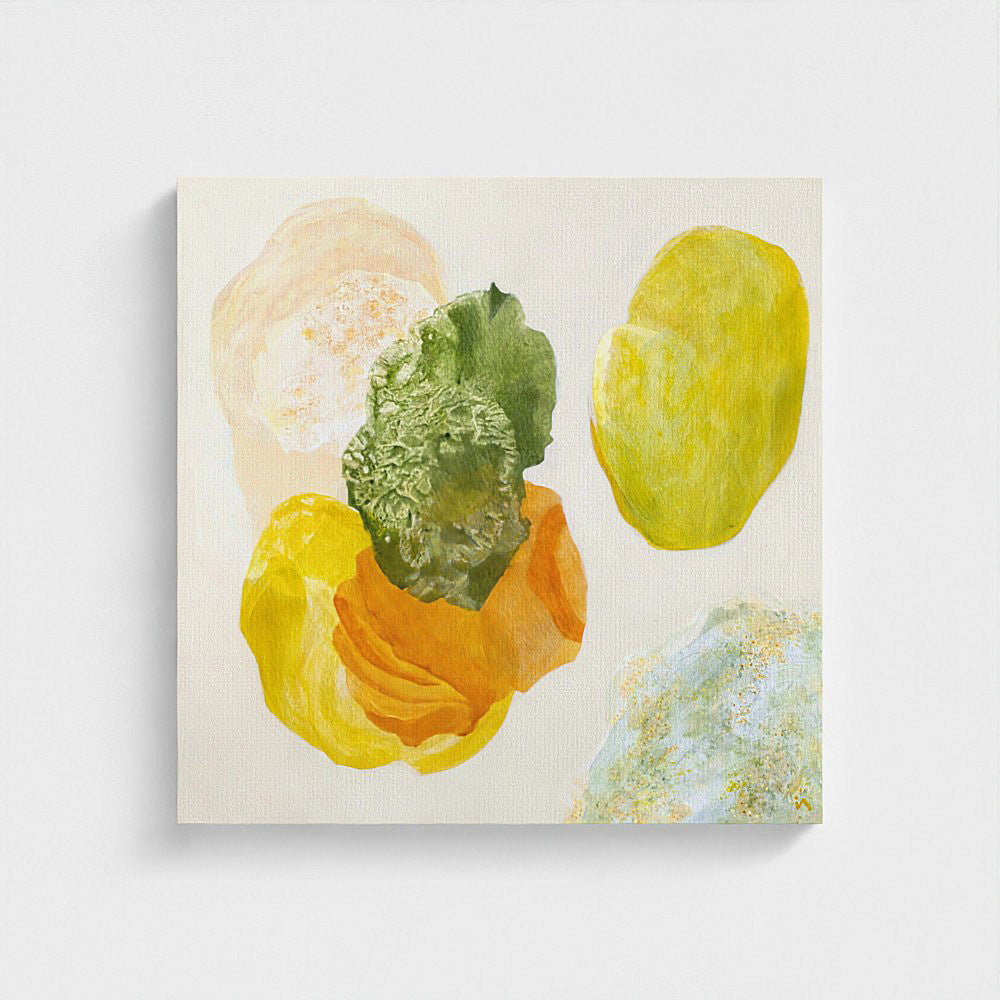 Spring, joyful abstract art, unframed, close up. Ingeborg Andersson Art