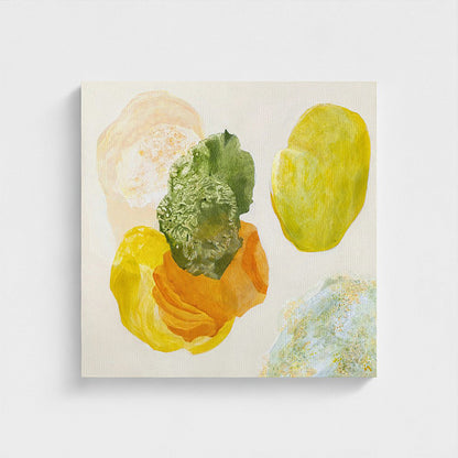 Spring, joyful abstract art, unframed, close up. Ingeborg Andersson Art