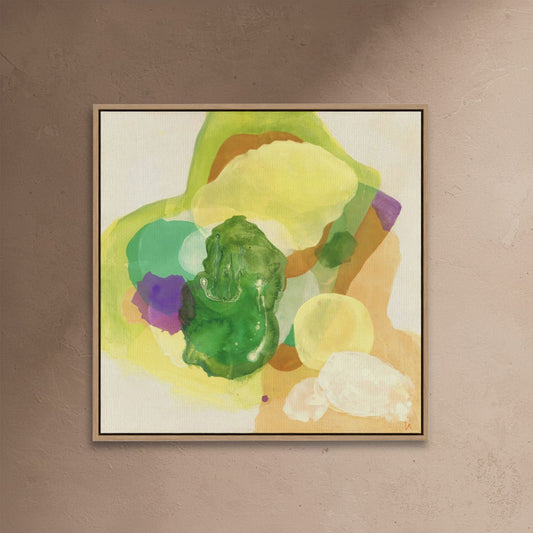 The Frog, organic abstract art print in natural frame, close-up. Ingeborg Andersson Art