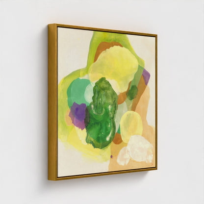 The Frog, organic abstract art print on canvas, gold frame, close-up. Ingeborg Andersson Art