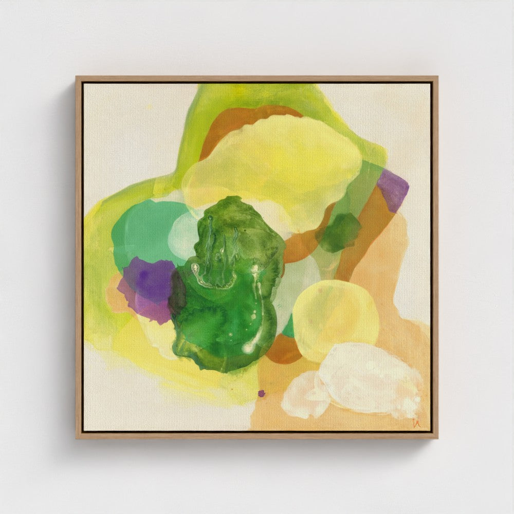 The Frog, organic abstract art print in natural floating frame, close-up. Ingeborg Andersson Ar