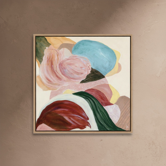 There is so much to tell, textured abstract art print in natural frame. Ingeborg Andersson Art