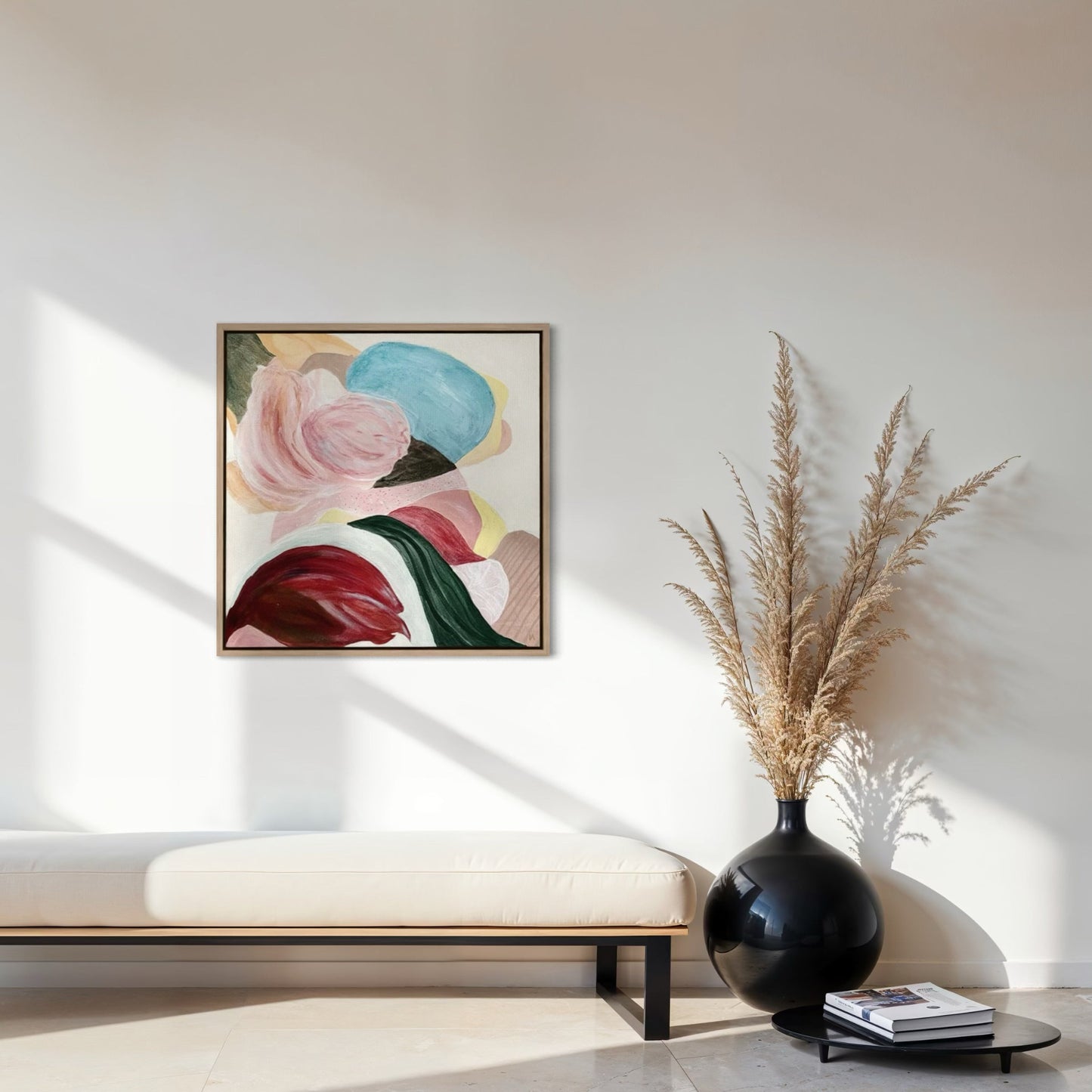 There is so much to tell, textured abstract art print in natural frame. Ingeborg Andersson Art