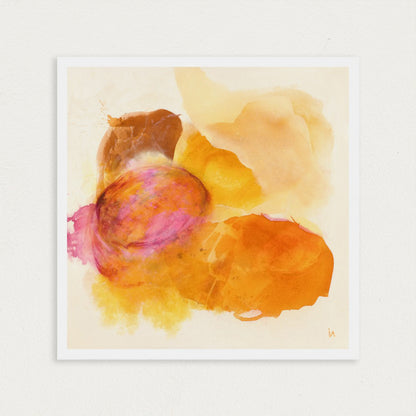 Close-up of a warm mini art print showing the premium paper and 0.5 cm white border.
