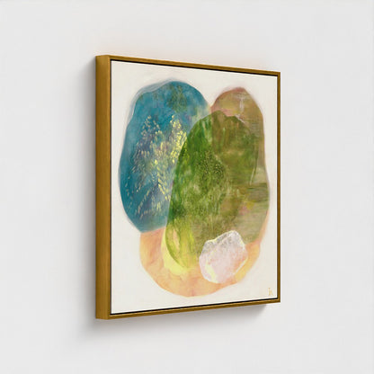 Whisperings, a calming abstract wall art print on canvas, close up, side. Ingeborg Andersson Art