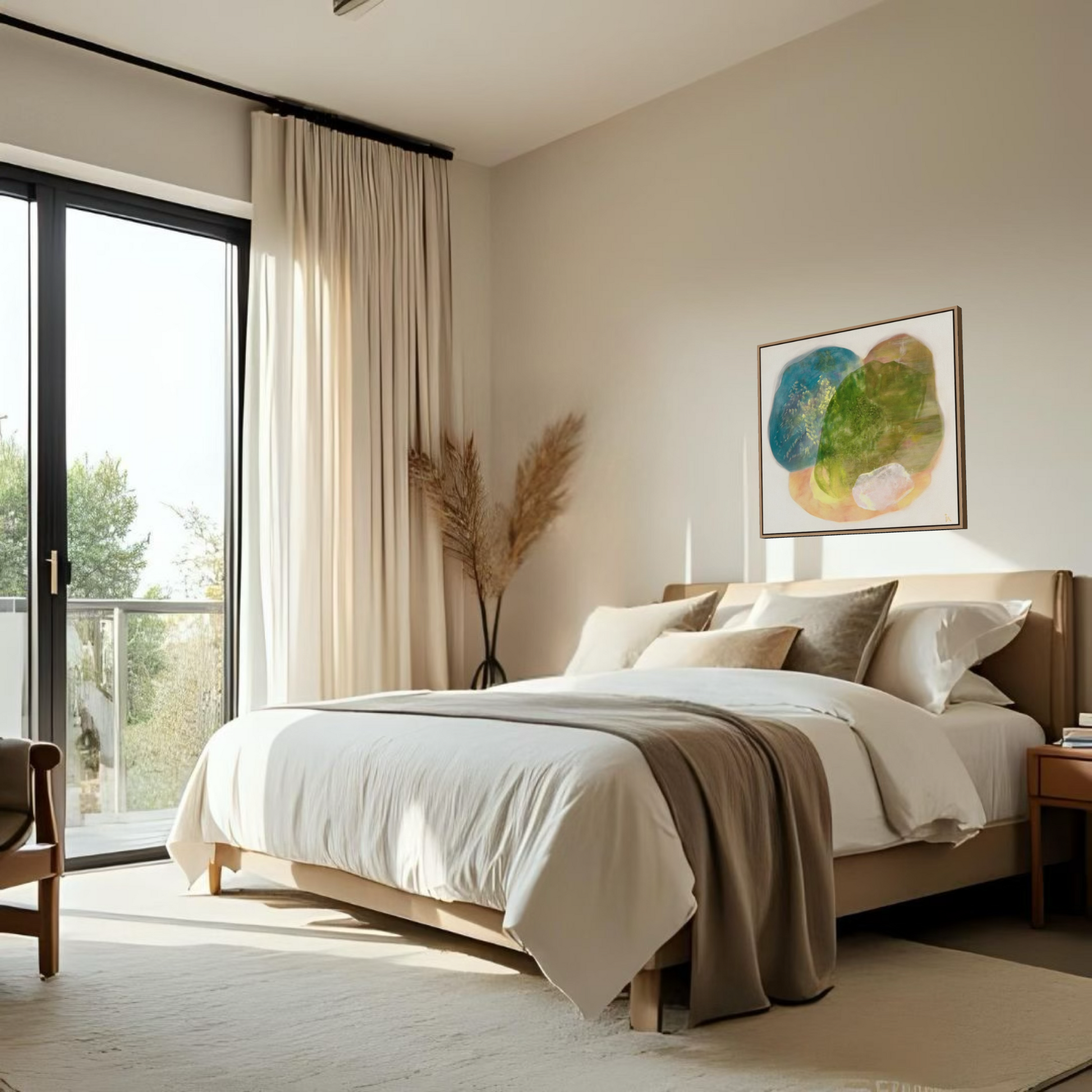 Whisperings, a calming abstract wall art print on canvas, bedroom. Ingeborg Andersson Art