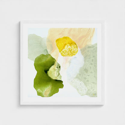 Yellow Diamond, modern abstract wall decor print on paper, framed in with finish. Ingeborg Andersson Art